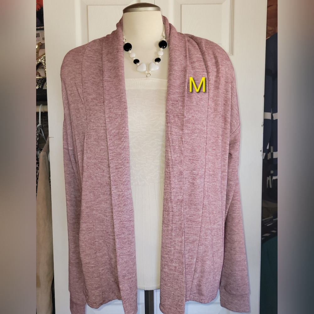 Elegant Blush Pink Open Front Cardigan Size Medium